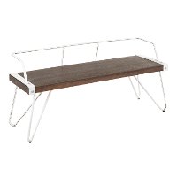 DC-STFBEN-VWE White and Espresso Industrial Bench - Stefani