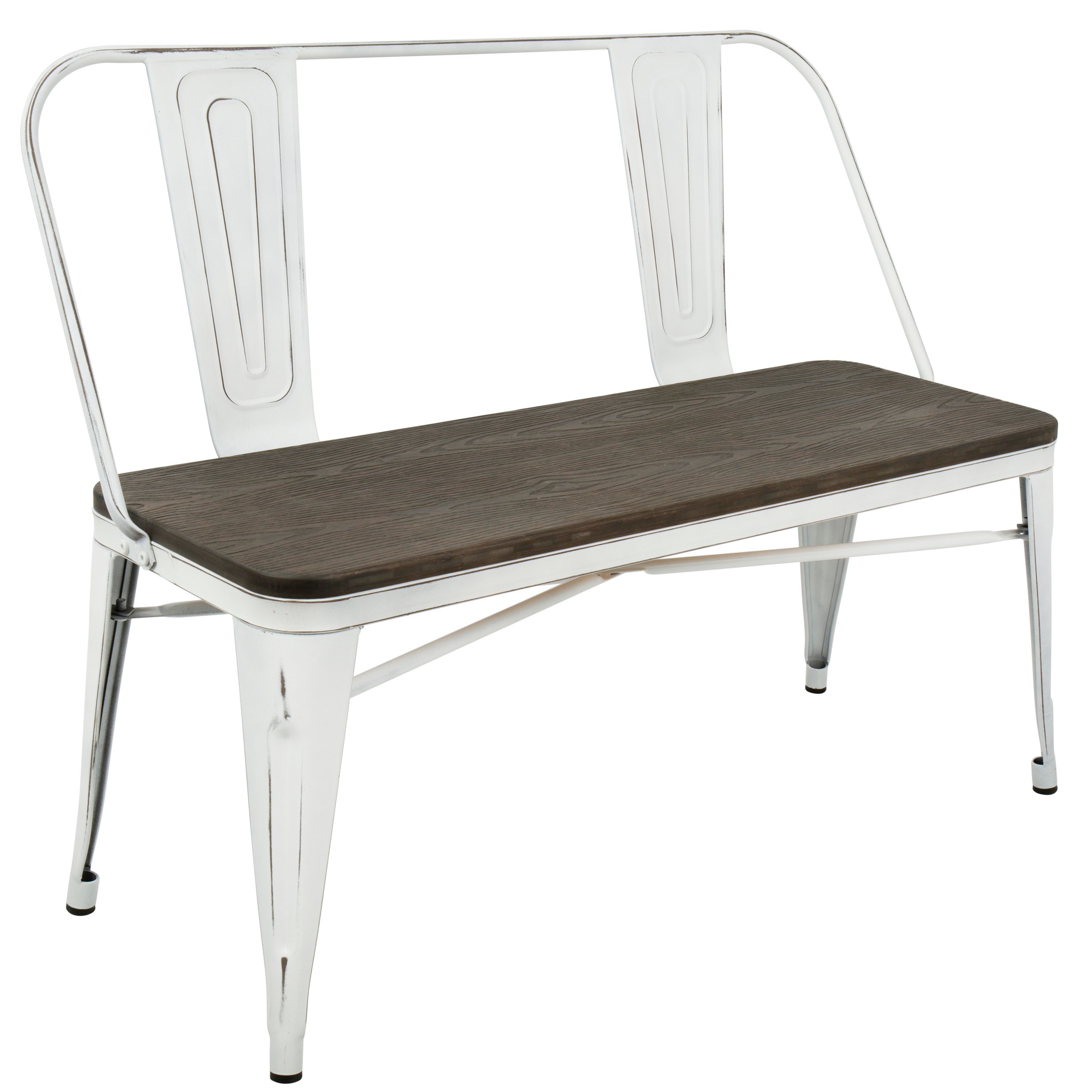 BC-OR-VW+E Vintage White and Espresso Farmhouse Bench - Oregon-1