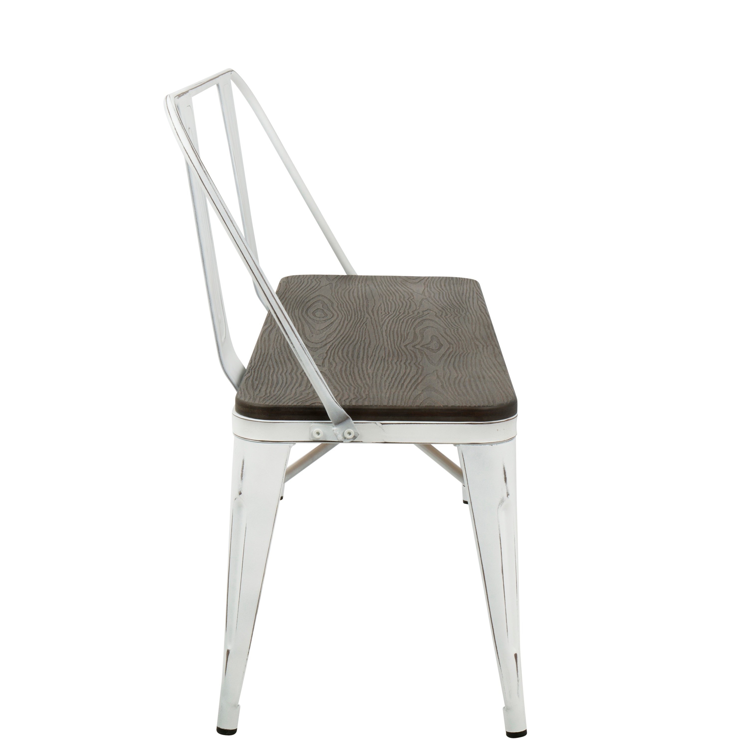 BC-OR-VW+E Vintage White and Espresso Farmhouse Bench - Oregon-2
