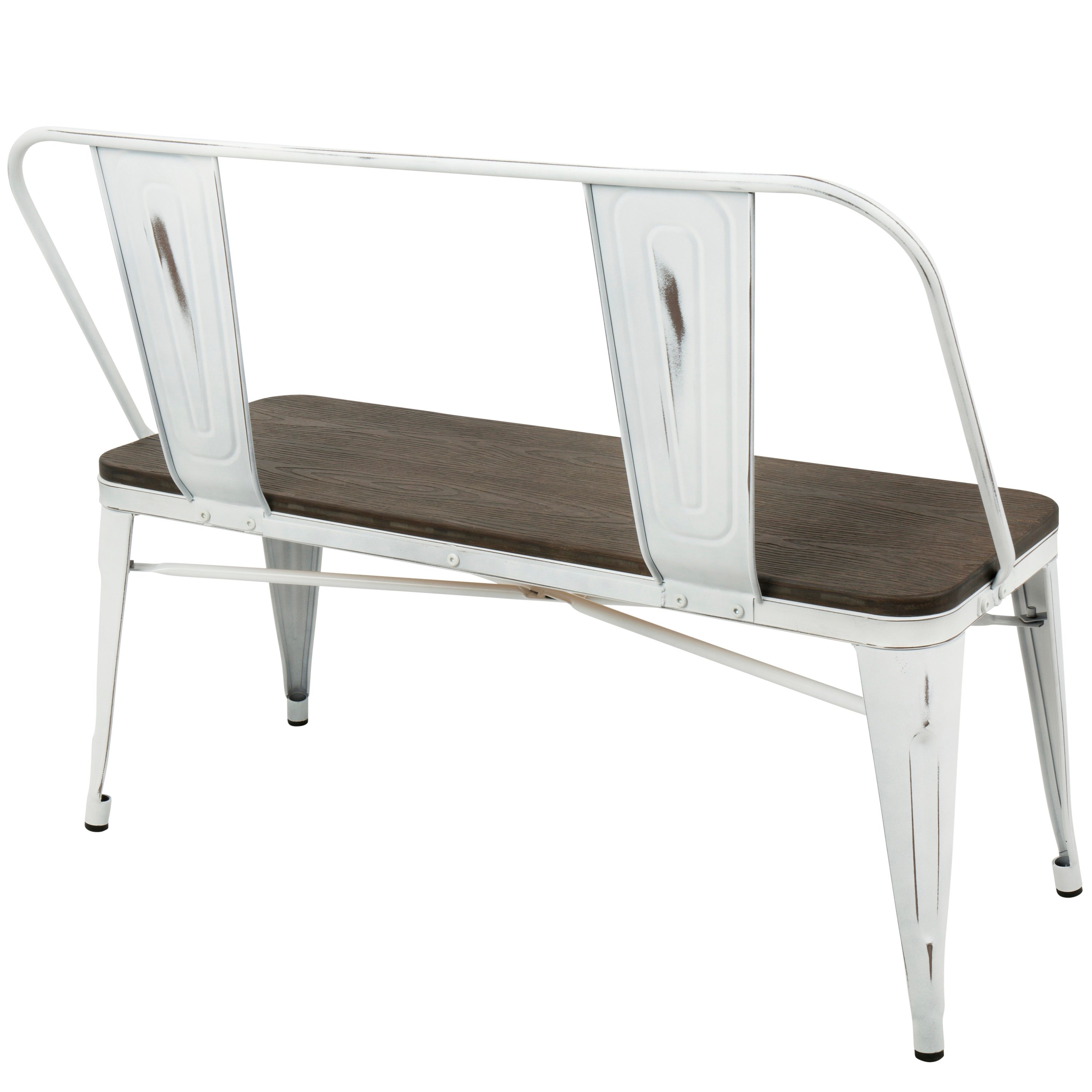 BC-OR-VW+E Vintage White and Espresso Farmhouse Bench - Oregon-3