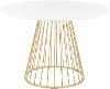 DT-CANARY2-AUW Contemporary White and Gold Round Dining Room Table - Canary