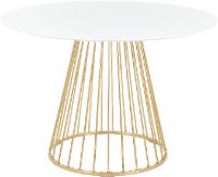 DT-CANARY2-AUW Contemporary White and Gold Round Dining Room Table - Canary