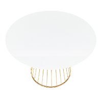 DT-CANARY2-AUW Contemporary White and Gold Round Dining Room Table - Canary-2