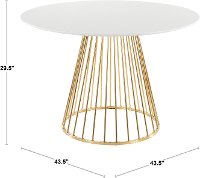 DT-CANARY2-AUW Contemporary White and Gold Round Dining Room Table - Canary-3