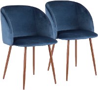 CH-FRAN-WL+BU2 Contemporary Blue Velvet and Walnut Dining Room Chair (Set of 2) - Luna