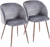 CH-FRAN-WL+GY2 Contemporary Gray Velvet and Walnut Dining Room Chair (Set of 2) - Luna