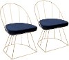 DC-CNRY-AU+BU2 Contemporary Blue Velvet and Gold Accent Chair (Set of 2) - Canary