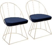 DC-CNRY-AU+BU2 Contemporary Blue Velvet and Gold Accent Chair (Set of 2) - Canary