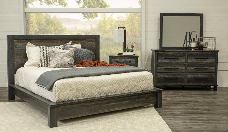 Rustic Gray 4 Piece King Bedroom Set Loft