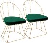 DC-CNRY-AU+GN2 Contemporary Green Velvet and Gold Accent Chair (Set of 2) - Canary