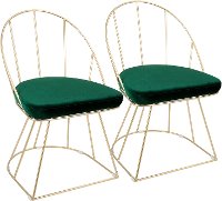 DC-CNRY-AU+GN2 Contemporary Green Velvet and Gold Accent Chair (Set of 2) - Canary