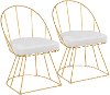 DC-CNRY-AU-VW2 Contemporary White Velvet and Gold Accent Chair (Set of 2) - Canary