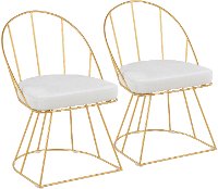 DC-CNRY-AU-VW2 Contemporary White Velvet and Gold Accent Chair (Set of 2) - Canary