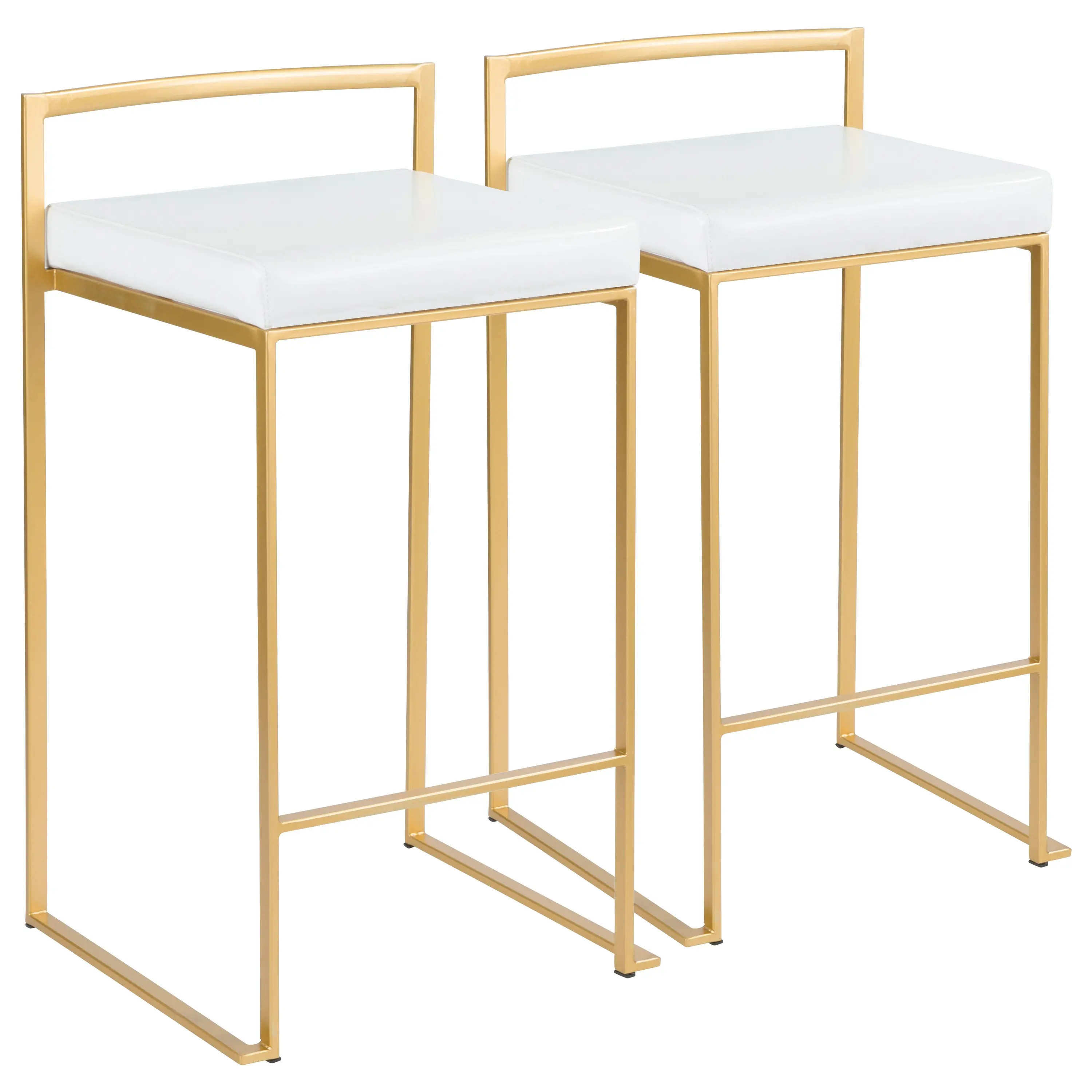 B26-FUJI-AU-W2 Modern White and Gold Counter Height Stool - Fuji-1