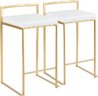 B26-FUJI-AU-W2 Modern White and Gold Counter Height Stool - Fuji
