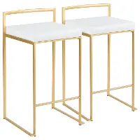 B26-FUJI-AU-W2 Modern White and Gold Counter Height Stool - Fuji