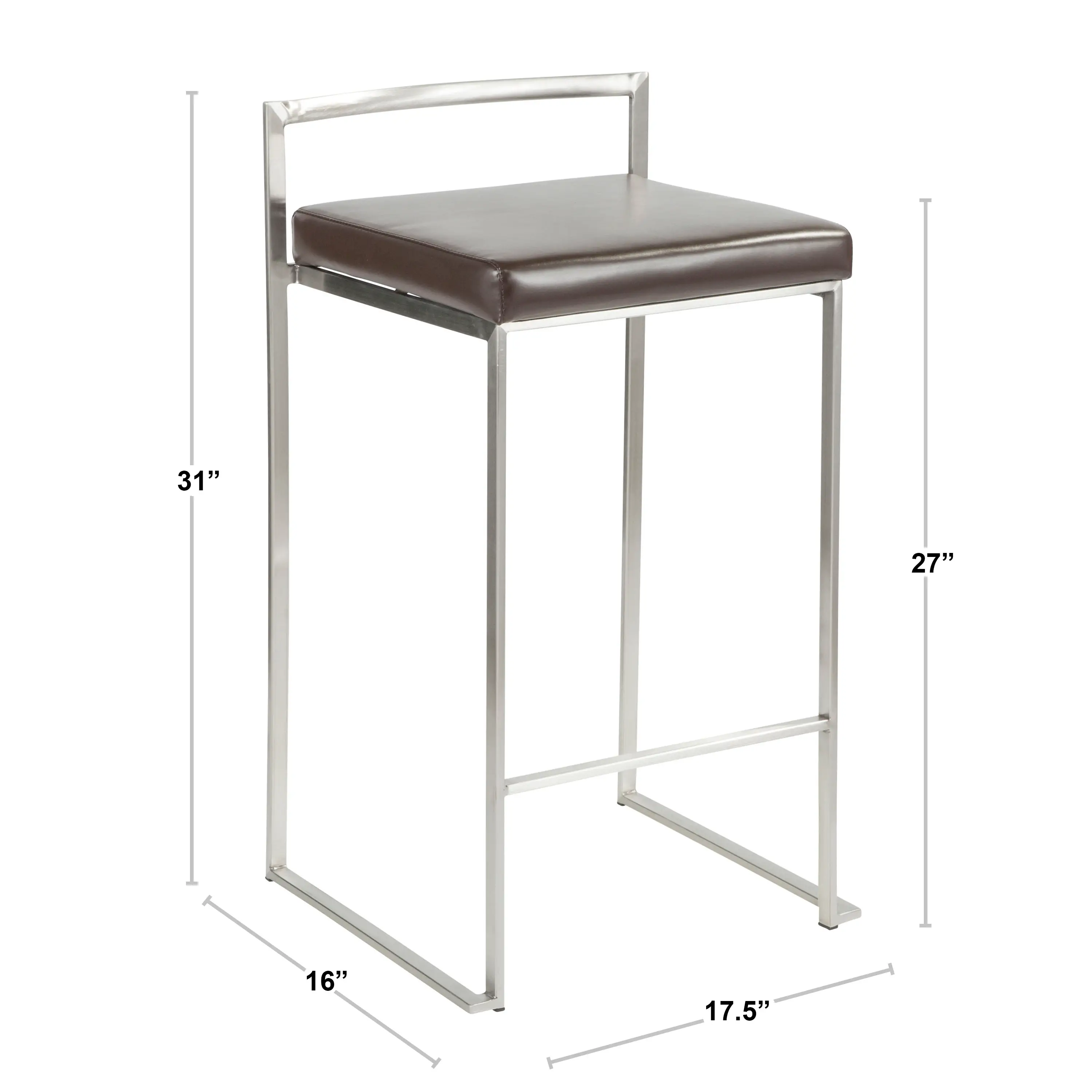 B26-FUJI-AU-W2 Modern White and Gold Counter Height Stool - Fuji-4
