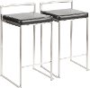 CS-FUJI-BK2 Modern Black and Silver Counter Height Stool - Fuji