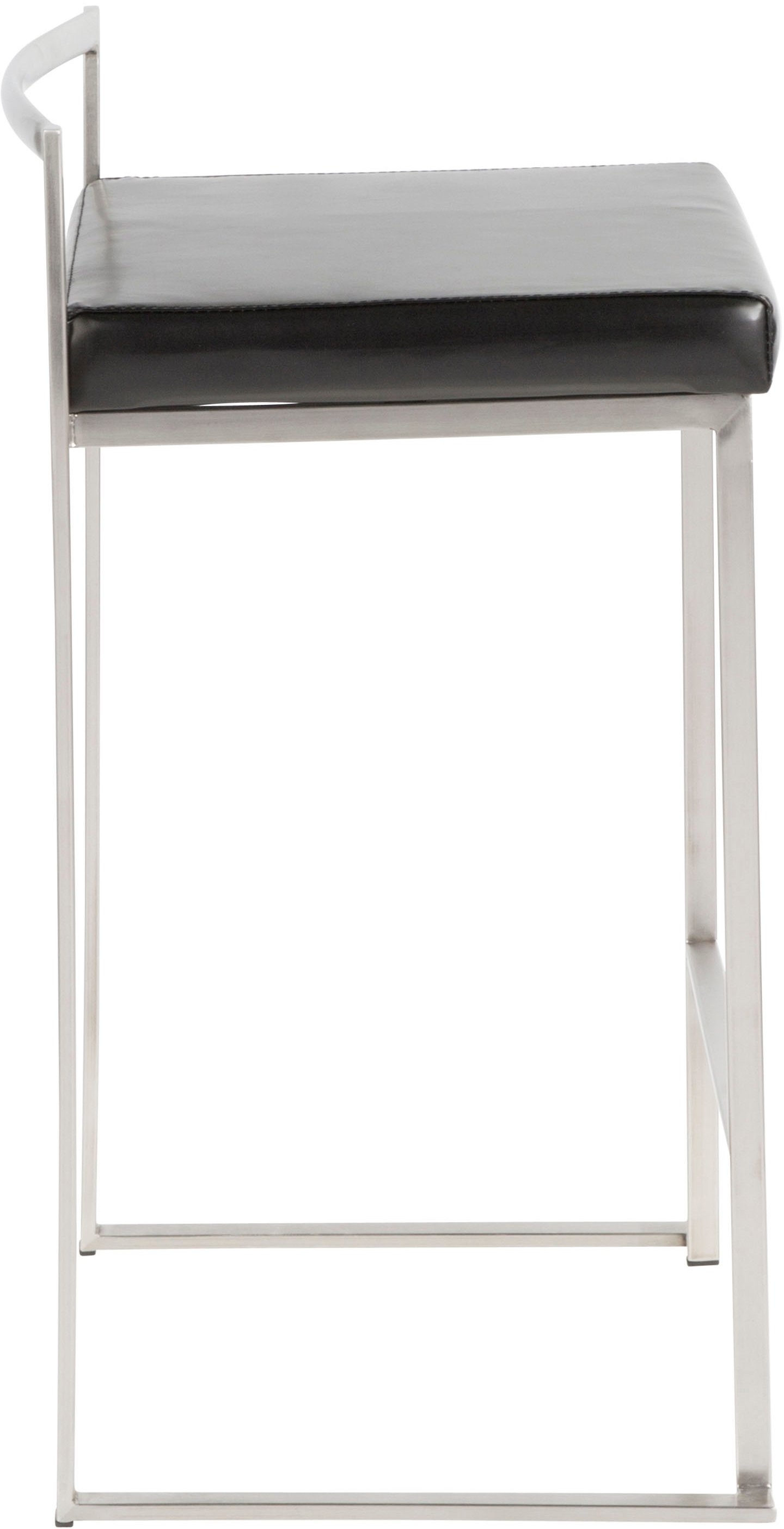 CS-FUJI-BK2 Modern Black and Silver Counter Height Stool - Fuji-2