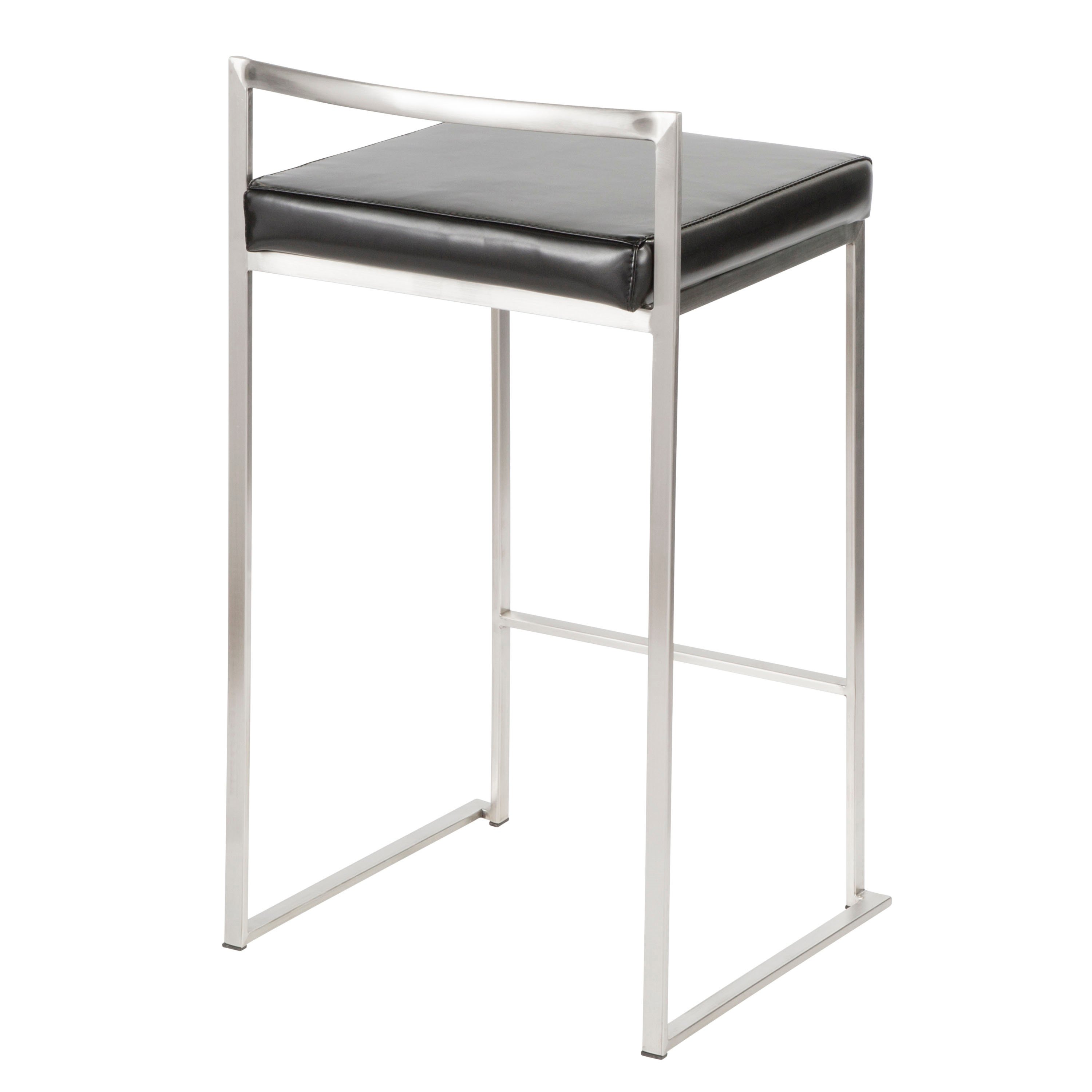CS-FUJI-BK2 Modern Black and Silver Counter Height Stool - Fuji-3