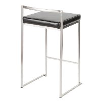 CS-FUJI-BK2 Modern Black and Silver Counter Height Stool - Fuji-3