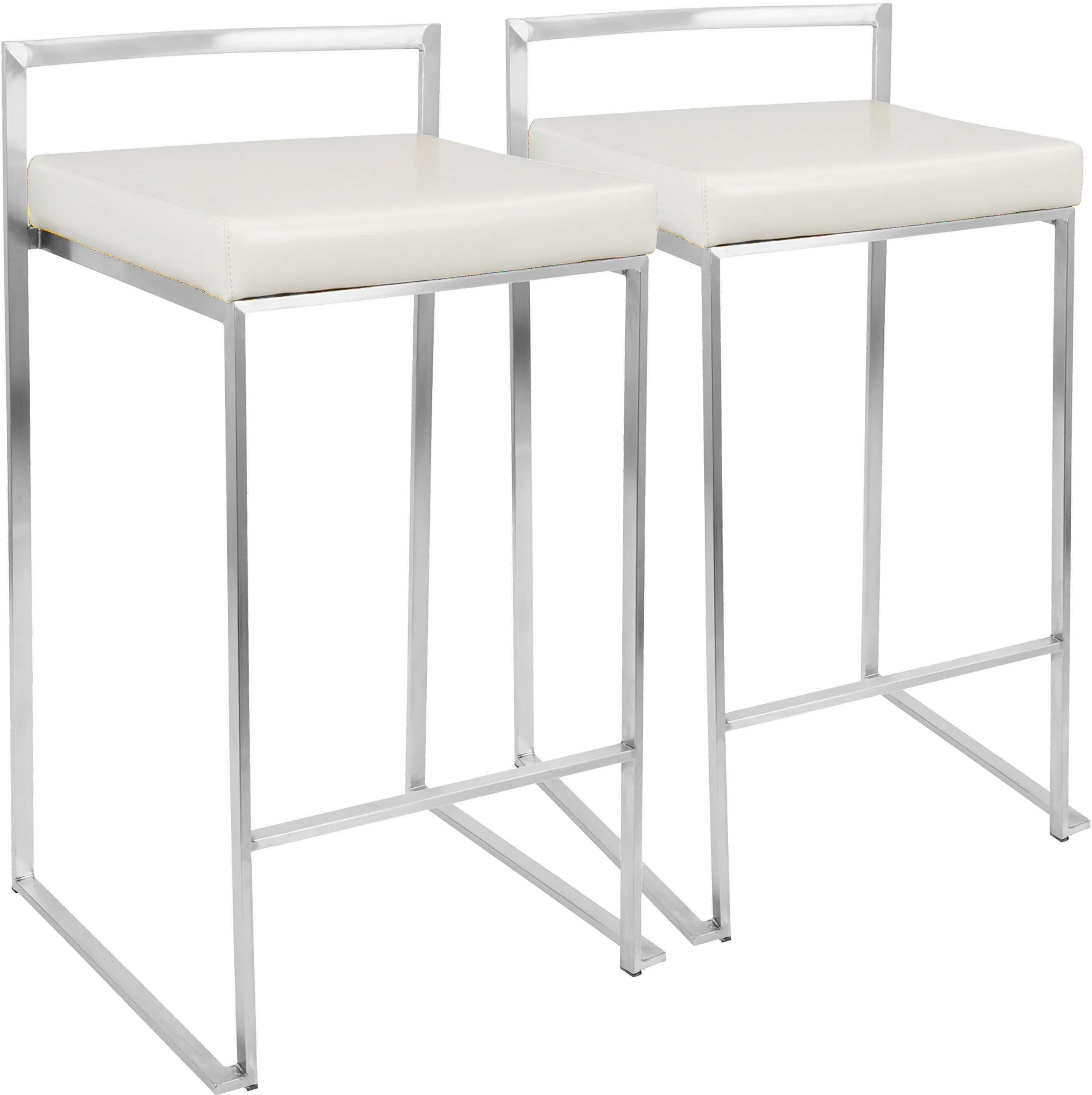 CS-FUJI-W2 Modern White and Silver Counter Height Stool - Fuji-1