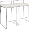 CS-FUJI-W2 Modern White and Silver Counter Height Stool - Fuji