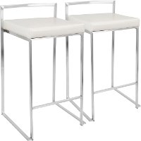 CS-FUJI-W2 Modern White and Silver Counter Height Stool - Fuji