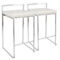 CS-FUJI-W2 Modern White and Silver Counter Height Stool - Fuji