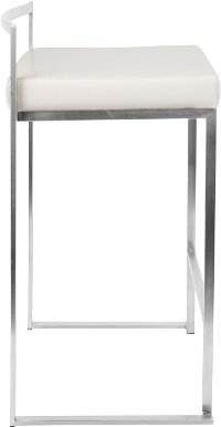 CS-FUJI-W2 Modern White and Silver Counter Height Stool - Fuji-2