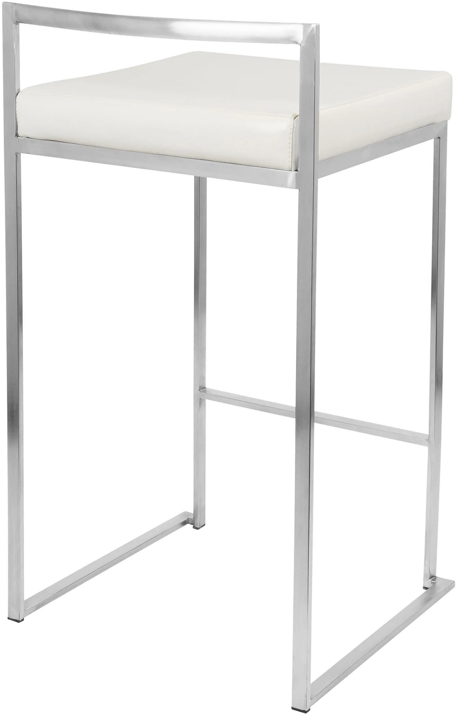 CS-FUJI-W2 Modern White and Silver Counter Height Stool - Fuji-3