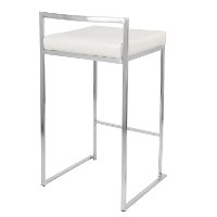 CS-FUJI-W2 Modern White and Silver Counter Height Stool - Fuji-3