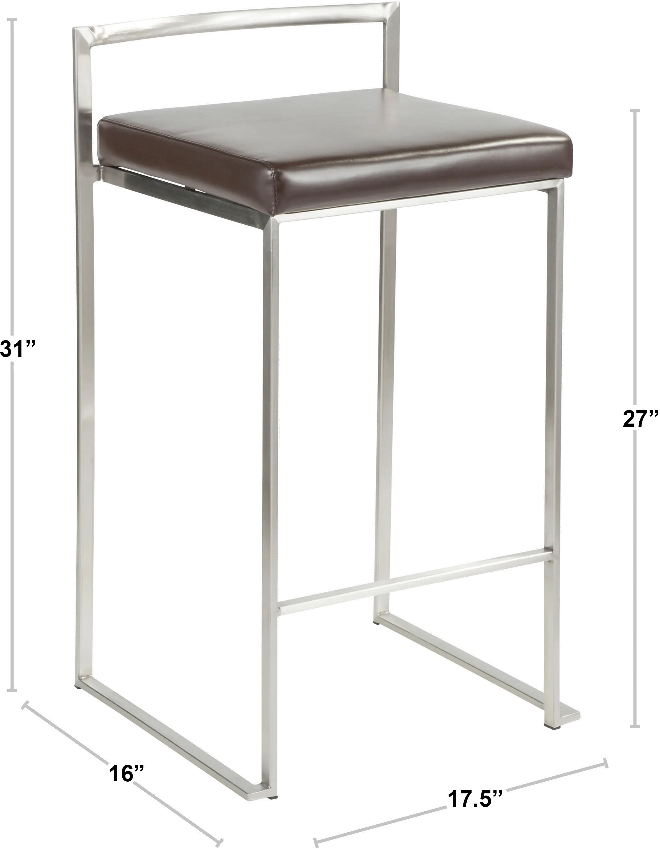 CS-FUJI-W2 Modern White and Silver Counter Height Stool - Fuji-4