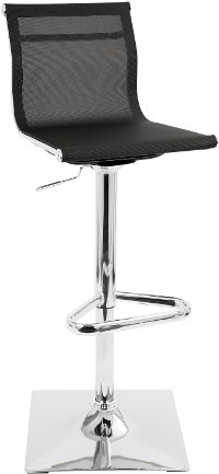 BS-TW-MIRAGE-BK Contemporary Black and Chrome Adjustable Bar Stool - Mirage