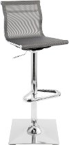 BS-TW-MIRAGE-SV Contemporary Gray and Chrome Adjustable Bar Stool - Mirage