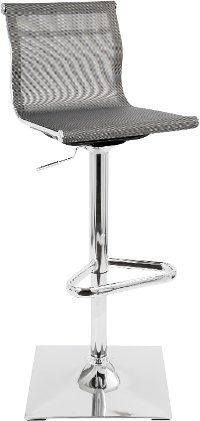 BS-TW-MIRAGE-SV Contemporary Gray and Chrome Adjustable Bar Stool - Mirage