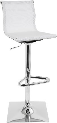 BS-TW-MIRAGE-W Contemporary White and Chrome Adjustable Bar Stool - Mirage