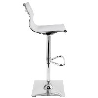BS-TW-MIRAGE-W Contemporary White and Chrome Adjustable Bar Stool - Mirage-2