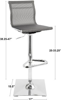BS-TW-MIRAGE-W Contemporary White and Chrome Adjustable Bar Stool - Mirage-4