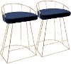 B26-CNRY-AU+BU2 Blue and Gold 26 Inch Counter Height Stool (Set of 2) - Canary