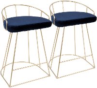 B26-CNRY-AU+BU2 Blue and Gold 26 Inch Counter Height Stool (Set of 2) - Canary