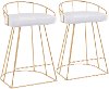 B26-CNRY-AU+VW2 Set of White Velvet Stools