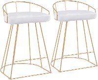 B26-CNRY-AU+VW2 Set of White Velvet Stools