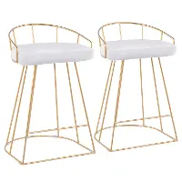 B26-CNRY-AU+VW2 Set of White Velvet Stools
