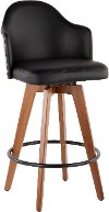 B26-AHOY-WL+BK Mid Century Walnut and Black 26 Inch Swivel Counter Height Stool - Ahoy