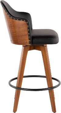 B26-AHOY-WL+BK Mid Century Walnut and Black 26 Inch Swivel Counter Height Stool - Ahoy-2