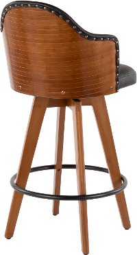 B26-AHOY-WL+BK Mid Century Walnut and Black 26 Inch Swivel Counter Height Stool - Ahoy-3