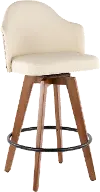 B26-AHOY WL+CR Mid Century Walnut and White 26 Inch Swivel Counter Height Stool - Ahoy