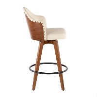 B26-AHOY-WL+CR Mid Century Walnut and White 26 Inch Swivel Counter Height Stool - Ahoy-2
