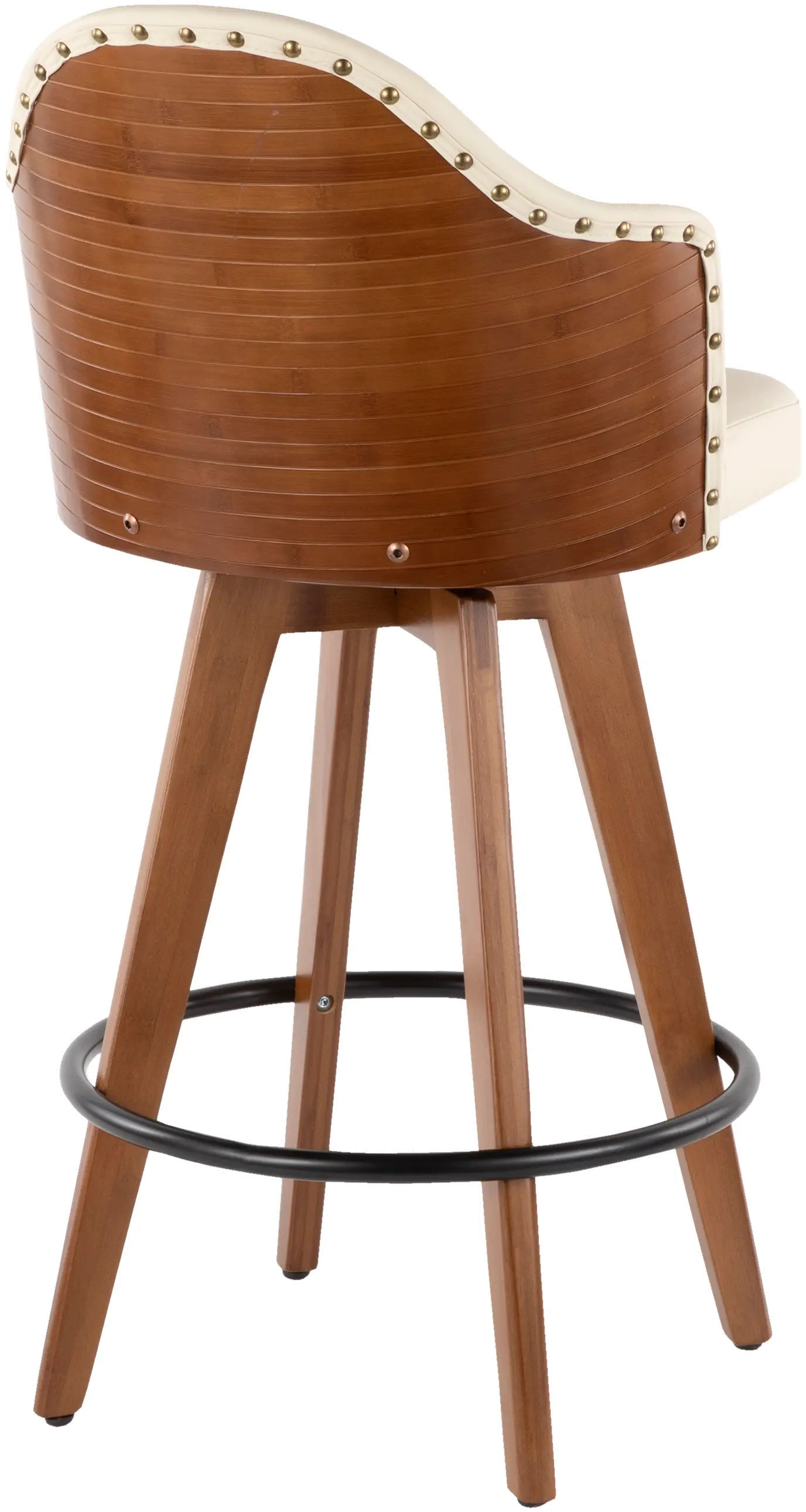 B26-AHOY-WL+CR Mid Century Walnut and White 26 Inch Swivel Counter Height Stool - Ahoy-3